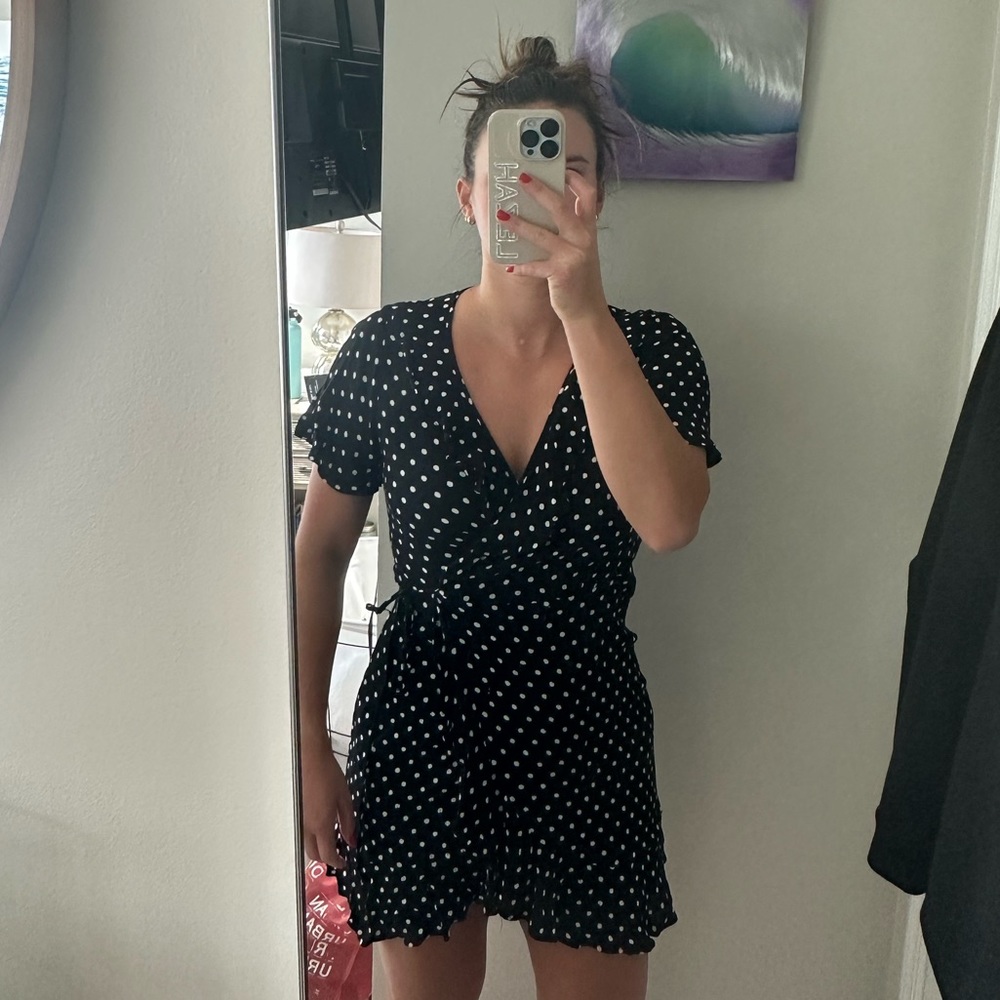 Roly poly black and white polka dot dress, size M